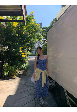 blue floral dress