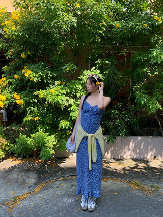 blue floral dress
