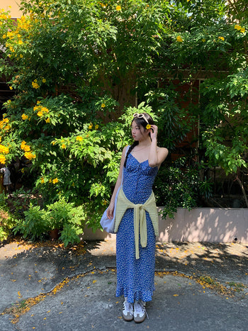 blue floral dress