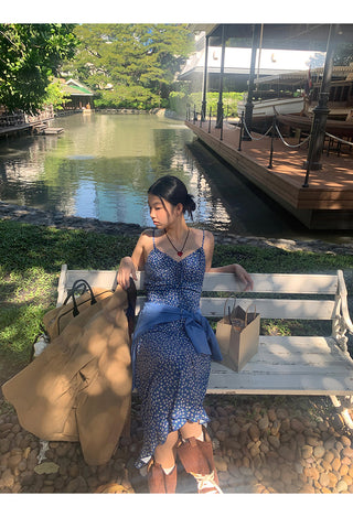 blue floral dress