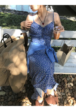 blue floral dress