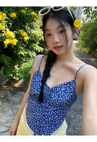 blue floral dress