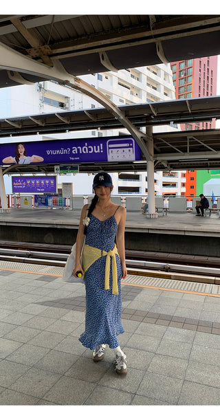 blue floral dress