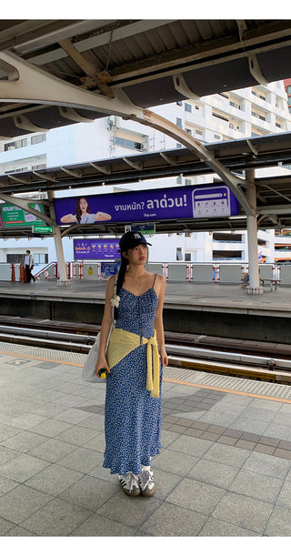 blue floral dress