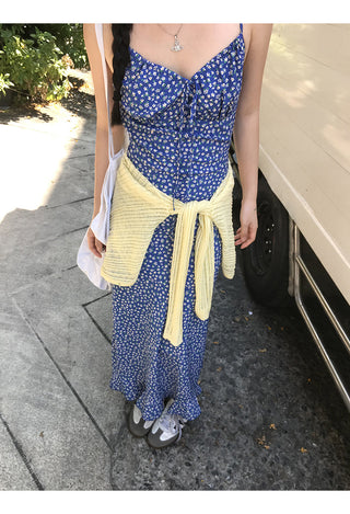 blue floral dress