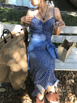 blue floral dress