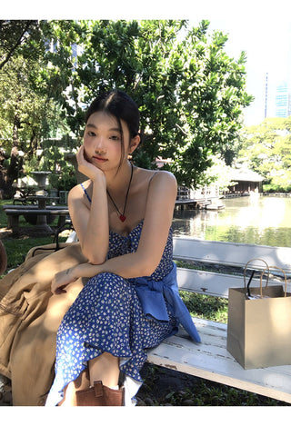 blue floral dress
