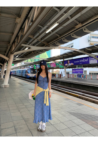 blue floral dress
