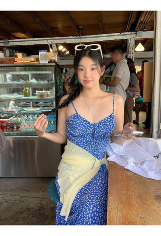blue floral dress