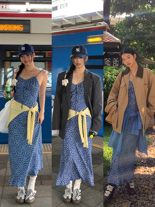 blue floral dress