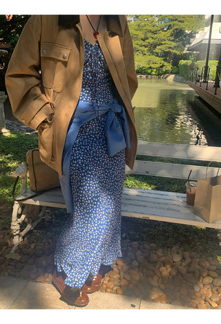 blue floral dress