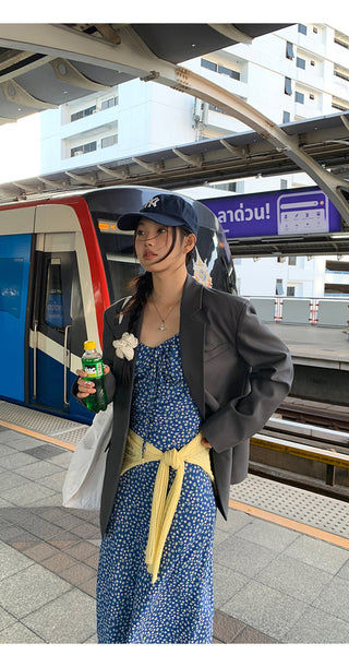 blue floral dress