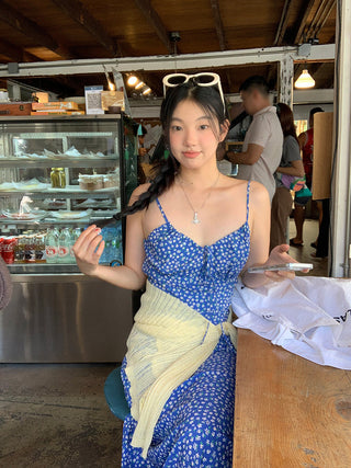 blue floral dress