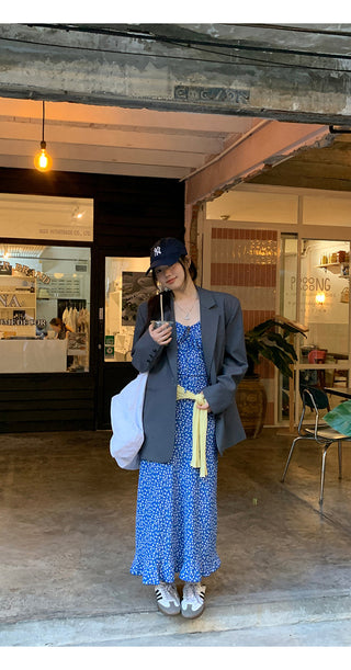 blue floral dress