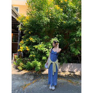 blue floral dress
