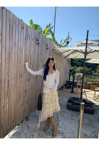 plaid irregular skirt