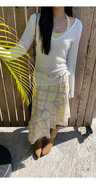 plaid irregular skirt
