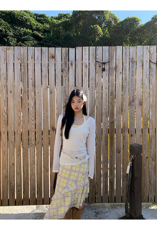 plaid irregular skirt
