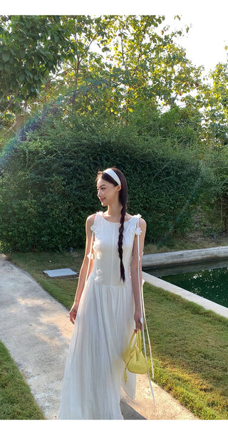 white sleeveless dress