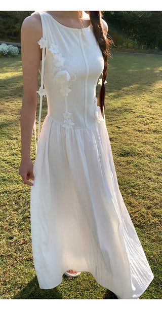 white sleeveless dress