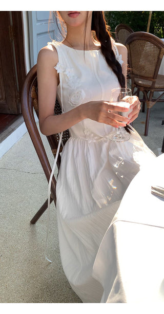 white sleeveless dress
