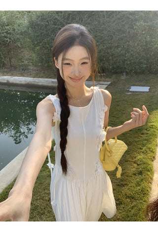white sleeveless dress