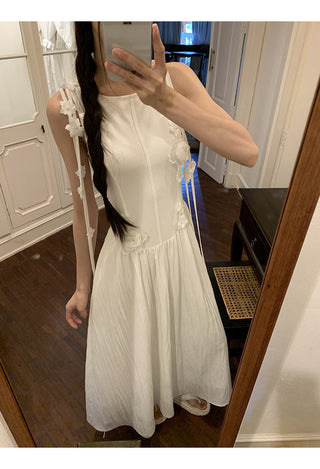 white sleeveless dress