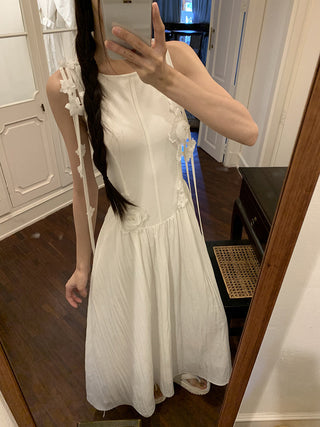 white sleeveless dress