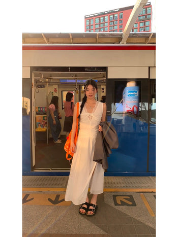 white lace long dress