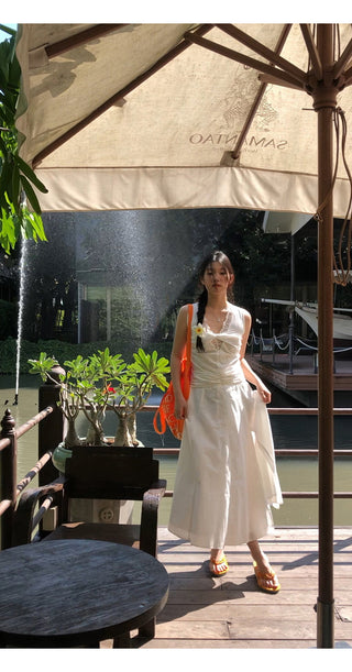 white lace long dress