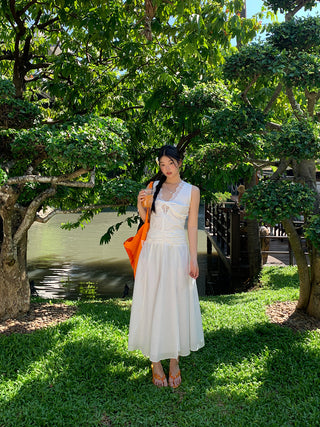 white lace long dress