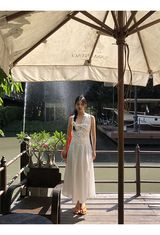 white lace long dress