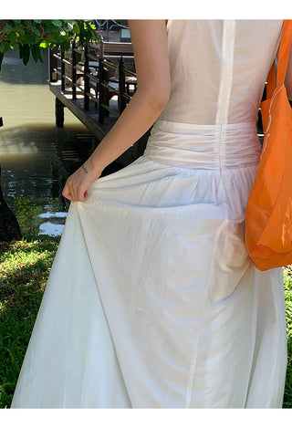 white lace long dress
