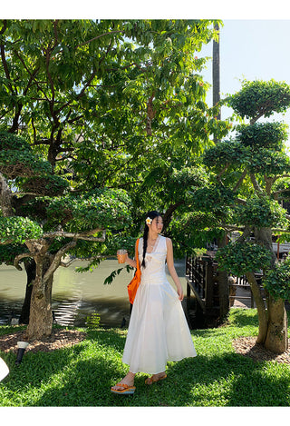 white lace long dress
