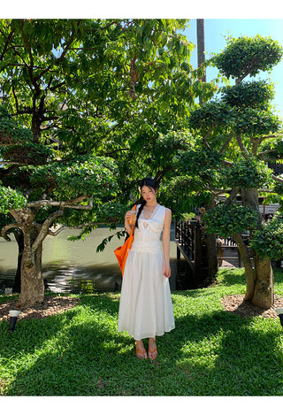 white lace long dress