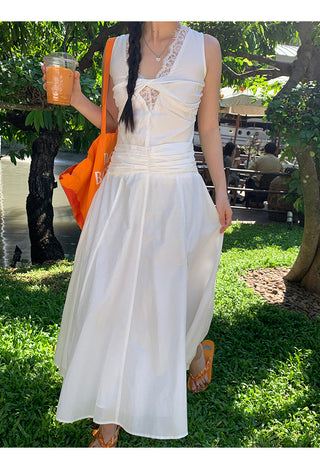 white lace long dress