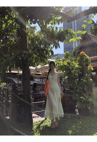 white lace long dress