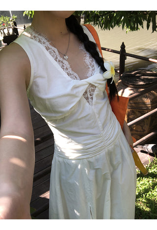 white lace long dress