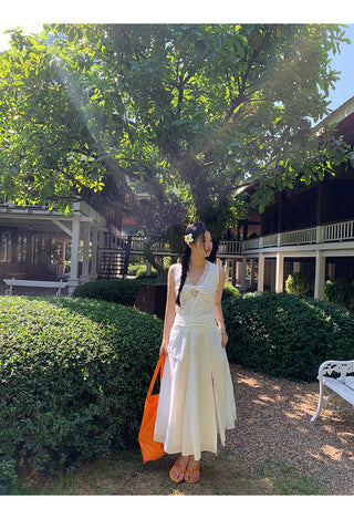 white lace long dress