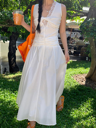 white lace long dress
