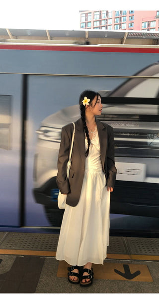 white lace long dress