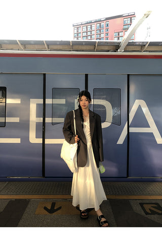 white lace long dress