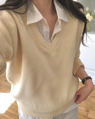(round neck/v-neck) Soft round knit - 9 colors