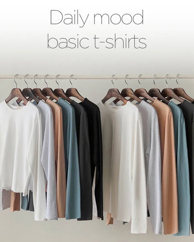 (Standard Fit/Loose Fit) Clean Long-Sleeve T-Shirt