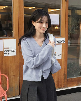(3 colors) Back Point Argyle Cardigan