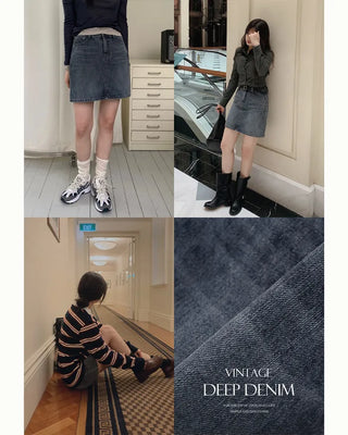 (Skort) Denim Skirt Pants - 4 sizes