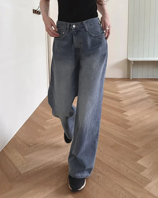 (short/basic/long) Two-button wide denim pants
