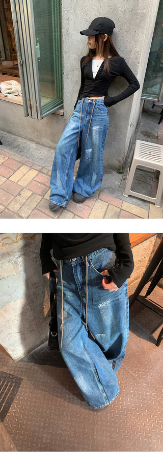 Graffiti wide-leg jeans