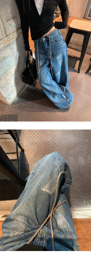 Graffiti wide-leg jeans