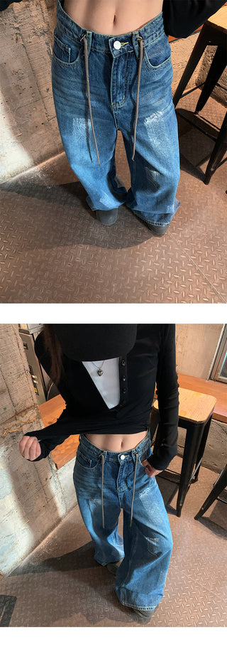 Graffiti wide-leg jeans